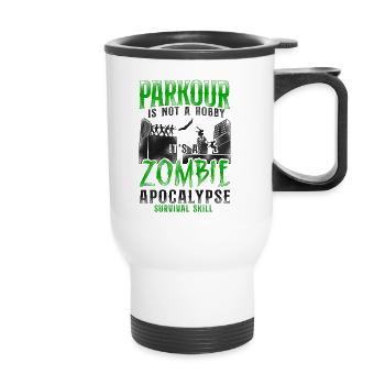 Parkour Free Running Traceur - Thermobecher mit Tragegriff - Weiß - Vorne