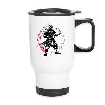 Samurai Japanese Warrior Blood Moon Design - Thermal mug with handle - white - Front