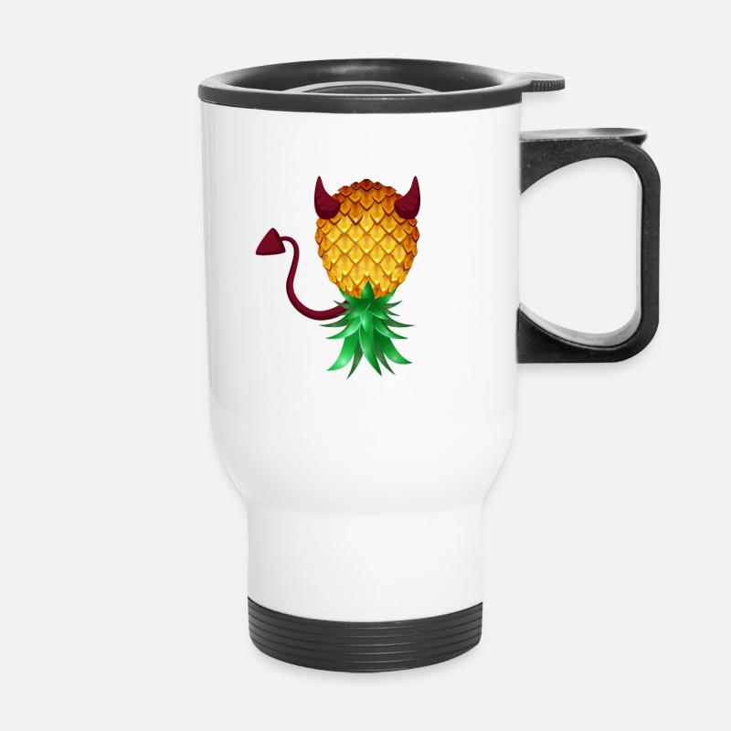 Swinger Upside Down Bad Pineapple Devil Horn - Thermal mug with handle - white