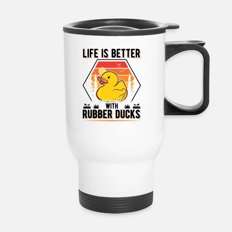 Life is better with Rubber Ducks Gummiente - Thermobecher mit Tragegriff - Weiß