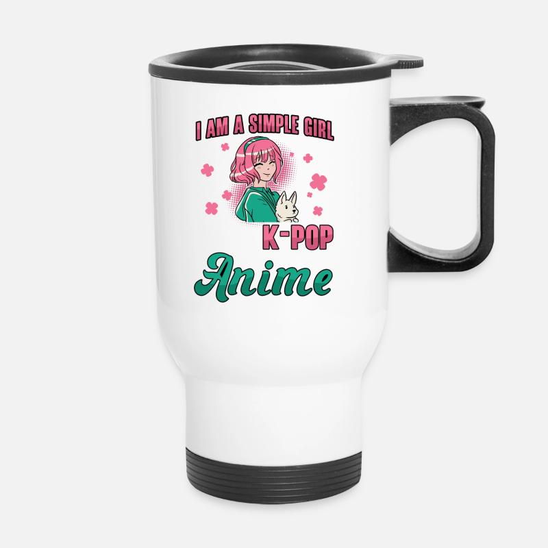 J’aime la K-Pop et l’anime K-Pop - Tasse isotherme avec poignée - blanc