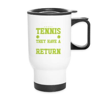 Tennis Tennis Player Tennis Racket Tennis Ball - Thermal mug with handle - white - Front