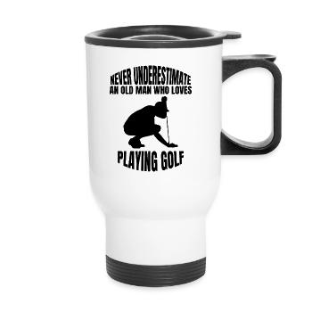 Golf Golfschläger Spruch Golfball Golfspielerin - Thermobecher mit Tragegriff - Weiß - Vorne