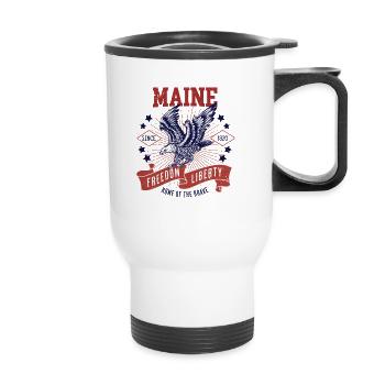 Retro USA Eagle Freedom 1820 Vintage Maine - Thermal mug with handle - white - Front