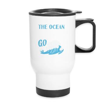 The ocean is calling and I have to go kite board surf - Thermal mug with handle - white - Front