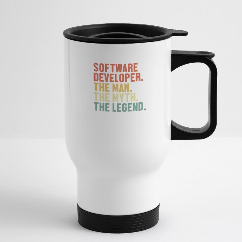 Software Developer Man Myth Legend Developer Thermobecher mit Tragegriff