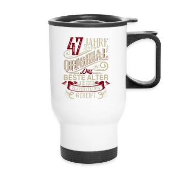 47. Geburtstag Vintage Retro - Thermobecher mit Tragegriff - Weiß - Vorne