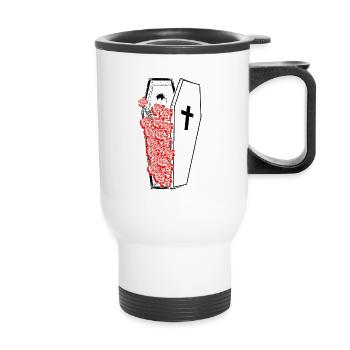 Gothique Crâne Roses Mort Tombe Esthétique Sombre - Tasse isotherme avec poignée - blanc - Devant