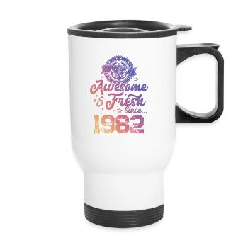 1982 awesome fresh - Thermobecher mit Tragegriff - Weiß - Vorne