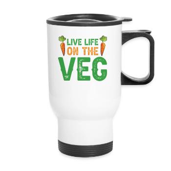 Vegetarian Vegan Vegan Veggie Animal Welfare Vegetables - Thermal mug with handle - white - Front