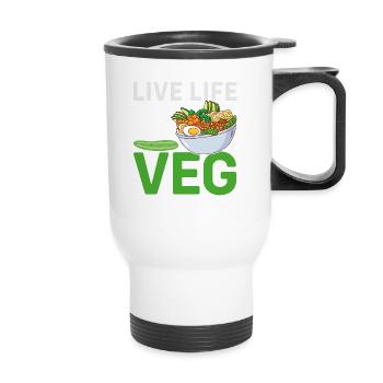 Vegetarier Veganer Vegan Veggie Tierschutz Gemüse - Thermobecher mit Tragegriff - Weiß - Vorne