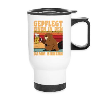 Geschenk zum Geburtstag - lustig Spruch JGA - Thermobecher mit Tragegriff - Weiß - Vorne