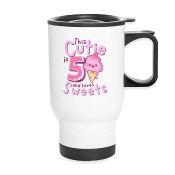 5. Geburtstag Kawaii Eis Geschenkidee für Mädchen - Thermobecher mit Tragegriff - Weiß - Vorne