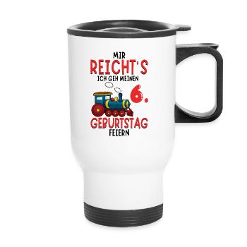 6. Geburtstag Geburtstagsgeschenk mit Eisenbahn - Thermobecher mit Tragegriff - Weiß - Vorne