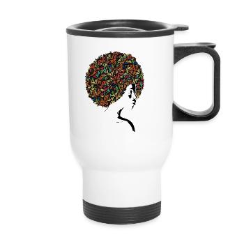 Juneteenth Black Woman Butterfly Afro Juneteenth - Thermobecher mit Tragegriff - Weiß - Vorne