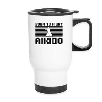 Aikido - Thermobecher mit Tragegriff - Weiß - Vorne