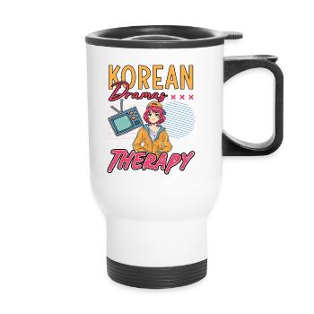 Design pop coréen pour un fan de mode K-Pop - Tasse isotherme avec poignée - blanc - Devant