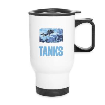 Cave Divers Have Bigger Tanks Tauchen Taucher - Thermobecher mit Tragegriff - Weiß - Vorne