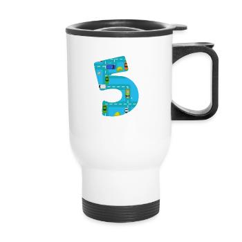 5 ans enfants garçons 5ème anniversaire rues - Tasse isotherme avec poignée - blanc - Devant
