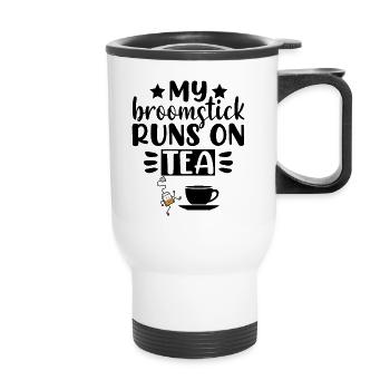Mon manche à balai fonctionne sur du thé - Tasse isotherme avec poignée - blanc - Devant