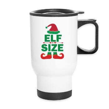 Lustiges Elfengröße Christmas Design - Thermobecher mit Tragegriff - Weiß - Vorne