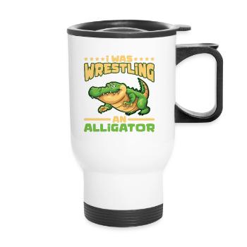 Crocodile Alligator Wrestling Reptile Cadeau - Tasse isotherme avec poignée - blanc - Devant