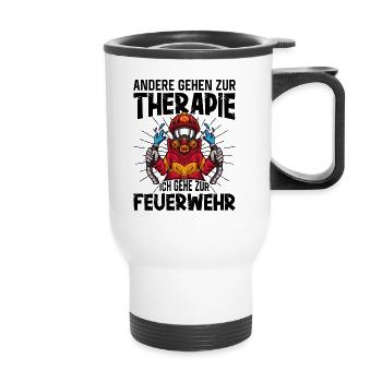 Feuerwehrfrau - Thermobecher mit Tragegriff - Weiß - Vorne