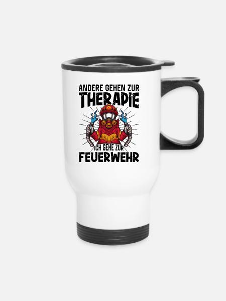 Feuerwehrfrau - Thermobecher mit Tragegriff - Weiß