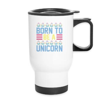 Einhorn Born To Be A Unicorn - Thermobecher mit Tragegriff - Weiß - Vorne