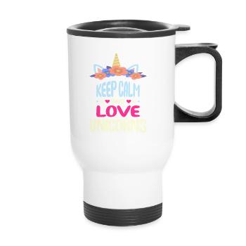 Keep calm and unicorns love unicorn - Thermal mug with handle - white - Front