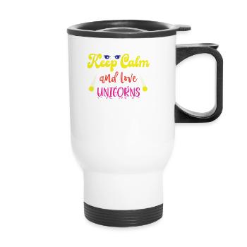 Restez calme et les licornes aiment la licorne - Tasse isotherme avec poignée - blanc - Devant