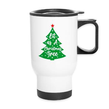 Illuminated like a Christmas tree Norwegian pattern - Thermal mug with handle - white - Front