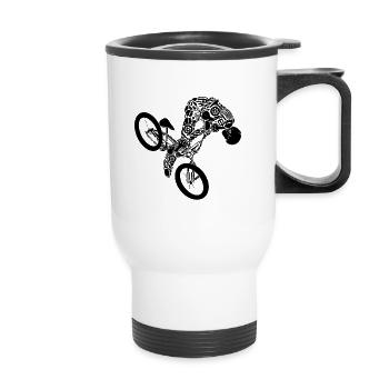 Bmx Kinder Fahrrad Shirt Skater Mountainbike - Thermobecher mit Tragegriff - Weiß - Vorne
