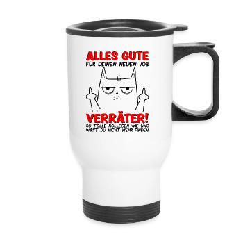 Abschied Kollege Abschiedsgeschenk Jobwechsel - Thermobecher mit Tragegriff - Weiß - Vorne
