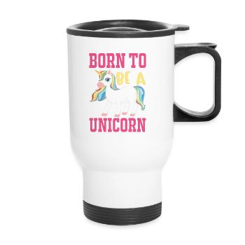 Einhorn Born To Be A Unicorn - Thermobecher mit Tragegriff - Weiß - Vorne
