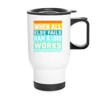 Funk Amateur Funker Funken Radio Hobby Geschenk - Thermobecher mit Tragegriff - Weiß - Vorne