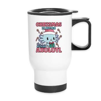 Winter Axolotl Design for a Christmas Xmas Lover - Thermobecher mit Tragegriff - Weiß - Vorne