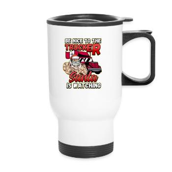 Conception de Noël de Noël pour un chauffeur de camion - Tasse isotherme avec poignée - blanc - Devant