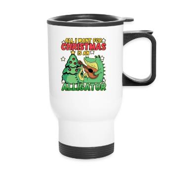 Christmas Design for a Xmas Alligator Lover - Thermobecher mit Tragegriff - Weiß - Vorne