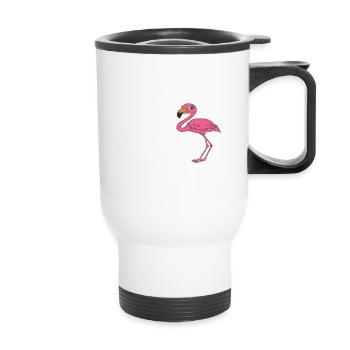 Drôles de graphismes flamants roses - Tasse isotherme avec poignée - blanc - Devant