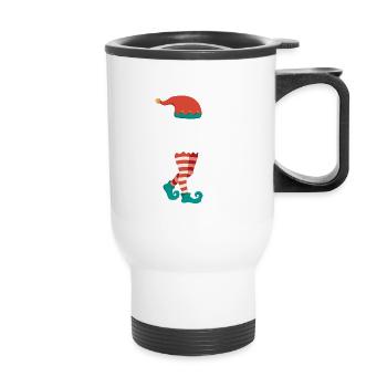 Weihnachts Elf Partnerlook Design Xmas Elfen - Thermobecher mit Tragegriff - Weiß - Vorne