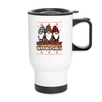 Hanging With My Gnomies Three Friends Gnomes - Thermobecher mit Tragegriff - Weiß - Vorne