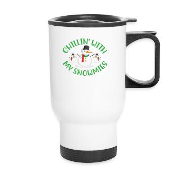 Chillin' with my Snowmies Norwegian patterns - Thermal mug with handle - white - Front