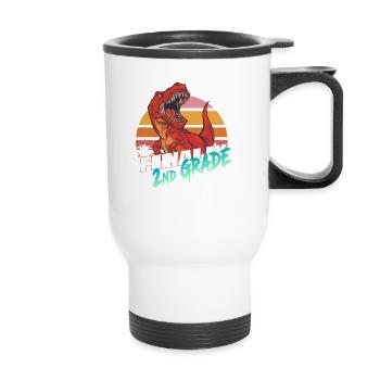 Finally 2nd Grade, Second Grader - T-REX - Thermal mug with handle - white - Front