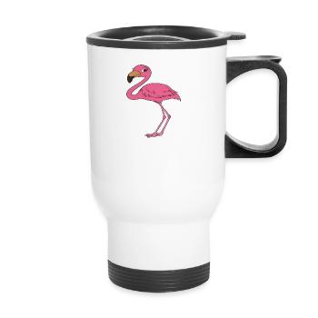 Drôles de graphismes flamants roses - Tasse isotherme avec poignée - blanc - Devant