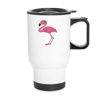 Drôles de graphismes flamants roses - Tasse isotherme avec poignée - blanc - Devant