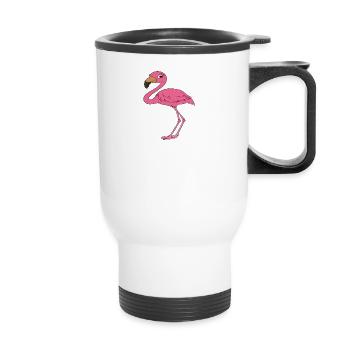 Drôles de graphismes flamants roses - Tasse isotherme avec poignée - blanc - Devant