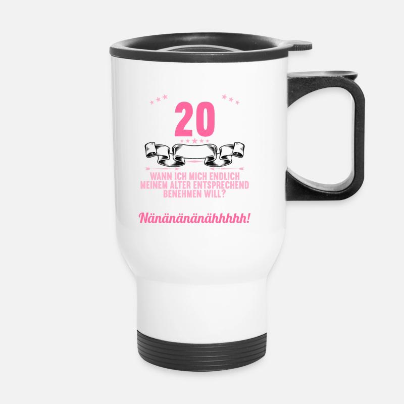 Ich bin 20 Jahre alt 20 Geburtstag - Thermobecher mit Tragegriff - Weiß
