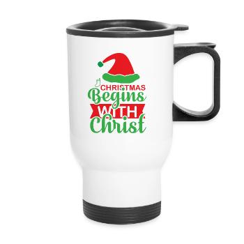 Christmas begins with Christ Norwegian pattern - Thermal mug with handle - white - Front