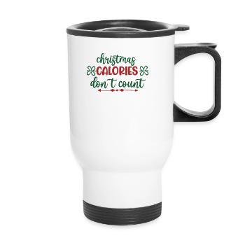 Funny Christmas Calories don't count - Thermal mug with handle - white - Front
